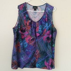 Lane Bryant Semi Sheer Tiered Ruffle Top 20 Purple Pink Blue